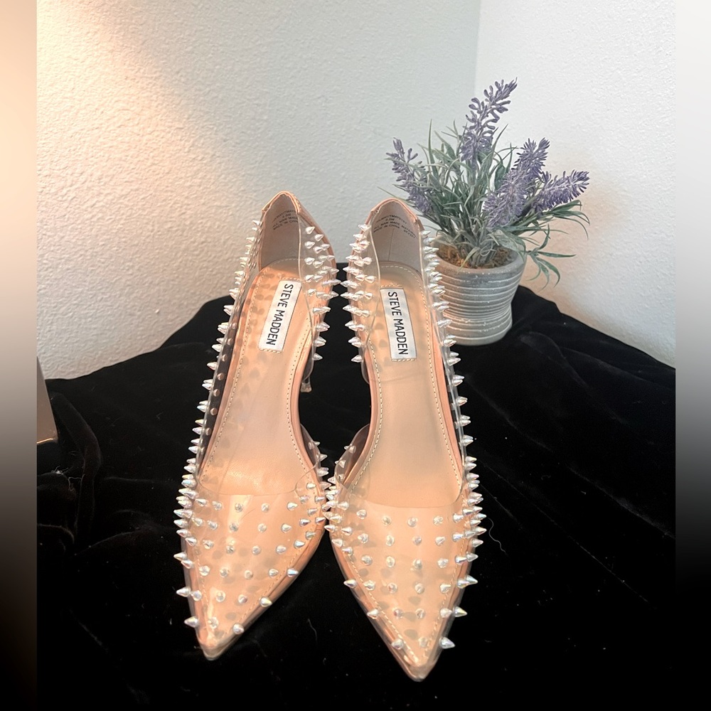 Steve Madden Transparent Crystal Spike Pointed-Toe Stiletto Pumps – Size 6.5 ✨💄 - Picture 4 of 16